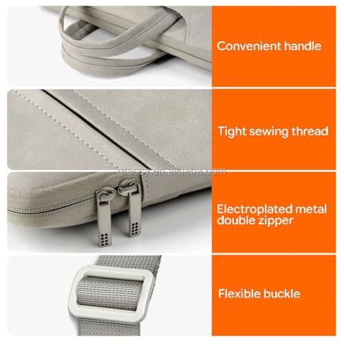 Travel Laptop Handbag 15-16 Inch ONLY MacBook Air 15 Pro 16 M2 M3 Acer Nitro 5 HP Spectre Pavilion Lenovo Legion ThinkPad ASUS ZenBook Pro Water Repellent School Work Commute Slim Light Grey - color: Light Grey, size: Large 15-16 Inches