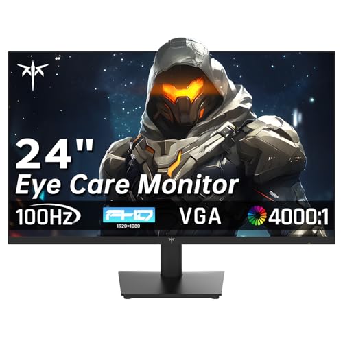 KTC 24 Inch FHD 1080P 100Hz Computer Monitor, VA FreeSync PC Gaming Monitor | HDMI VGA Ports, HDR, 4000：1 Contrast, LowBlue Mode, Ergonomic Tilt Eye Care for Home Office - color: Black, size: 24-inch