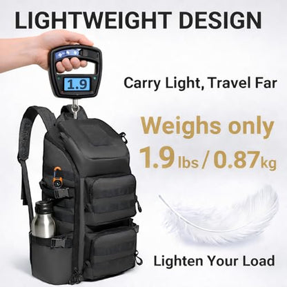 kokkoya 40L Tactical Backpack with Laptop Compartment Molle Slim Bag Men - color: Black
