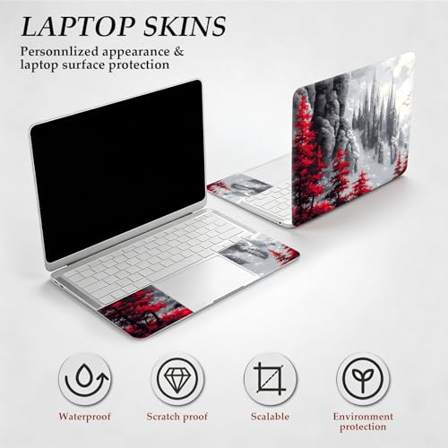 DEGDFSGR 12.1-15.6 Inch Universal Reusable Laptop Skin Sticker Decal, Waterproof Removable Protector for Notebook Cover, Scratch-Resistant Vinyl Cuttable Full Wrap Sticker, Castle Red Tree Landscape - color: Castle Red Tree Landscape