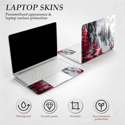 DEGDFSGR 12.1-15.6 Inch Universal Reusable Laptop Skin Sticker Decal, Waterproof Removable Protector for Notebook Cover, Scratch-Resistant Vinyl Cuttable Full Wrap Sticker, Castle Red Tree Landscape - color: Castle Red Tree Landscape