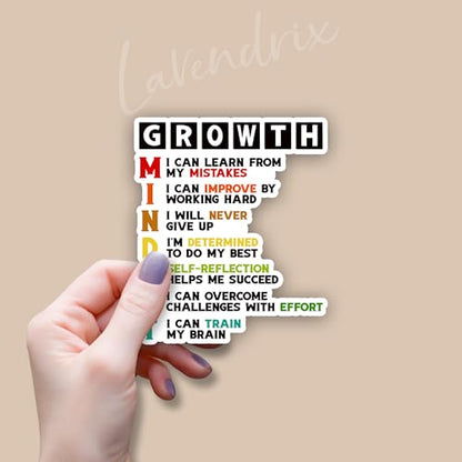 (3pcs) Growth Mindset Meaning Sticker Funny Motivational Sayings Inspirational Quotes Vinyl Decal for Tumbler Laptop Car Water Bottles Books Phone - Size 3x2.7