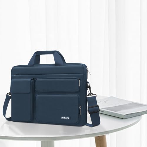 MOSISO Laptop Shoulder Bag 16 inch, 15-15.6 inch Computer Bag | Compatible with MacBook Pro 16 inch, HP, Dell, Lenovo with 2 Raised&1 Flapover&1 Horizontal Pocket&Handle&Belt, Haze Blue - color: Haze Blue, size: 16 inch