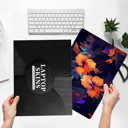 Universal Laptop Skin Sticker with 2 Wrist Pad Skins, Waterproof Scratch Resistant Vinyl Laptop Cover Decal, Cut to Fit for 11–15.6 Inch MacBook HP Dell Lenovo, Hibiscus Flower - color: Hibiscus Flower