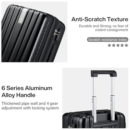 Hanke Expandable Hard Shell Luggage Sets 2 piece Carry on Luggage with Wheels Suitcases Lightweight Checked Travel Luggage Rolling Large Suitcase Travel Luggage Bag Woman Men 20/29 Inch(Jet Black) - color: Jet Black, size: Expandable 2 piece Set（20/29）