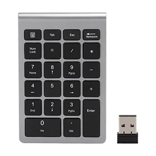 Keenso Number Pad, Wireless Numeric Keypad with Ergonomic Design, 22 Keys Portable Keyboard for Laptop Users, Compatible with and (Iron Gray) - color: Iron Gray