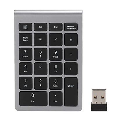 Keenso Number Pad, Wireless Numeric Keypad with Ergonomic Design, 22 Keys Portable Keyboard for Laptop Users, Compatible with and (Iron Gray) - color: Iron Gray
