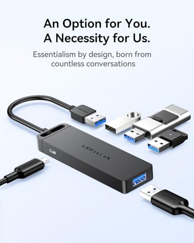 VENTION USB 3.0 Hub for Laptop- Multi USB Port Splitter, Ultra-Slim USB Extender Adapter, 4 Ports Fast Data Transfer for Laptop, MacBook, Printer, PS4, PC, Flash Drive, HDD, Wireless Mouse/Keyboard - size: 0.5FT, style: USB 3.0 5Gbps