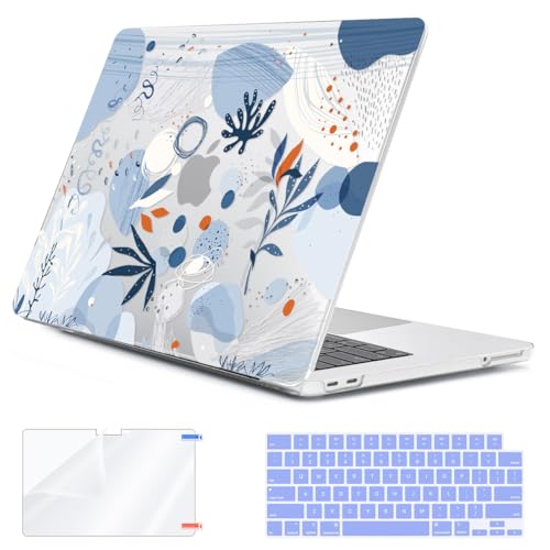 Compatible with 2026 MacBook Neo 13 inch Case A18 Pro A3404, Anti-Crack & Scratch Hard Shell Case & Keyboard Cover & Screen Protector & Webcam Cover for Apple MacBook Neo 13", Blue Graffiti - color: Blue Graffiti