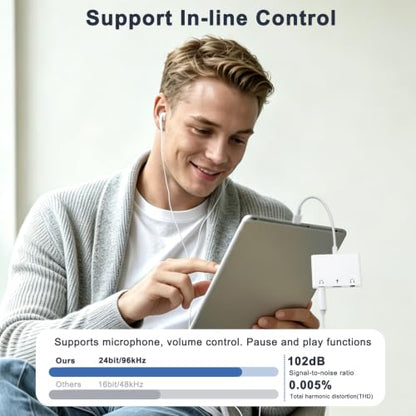 3 in 1 Headphone Adapter for iPad, Headphone Splitter for 2 Headphones | USB C to 3.5mm Jack Audio Adapter with 60W Fast Charging for iPhone 17/16/15 Pro/Max/Plus, iPad, Galaxy S26/S25/S24