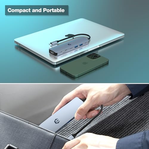 USB C HUB, 7 in 1 Hub Adapter, HDMI Output, 100W Power Delivery, USB C 3.0, Two USB 3.0 Ports, SD/TF Card Reader, Perfect for USB C Laptops Dell XPS/HP/Surface and Other Type