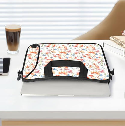 17 inch Laptop Shoulder Bag Carrying Case with Handle Fits 15.6/16/17/17.3/17.4 inch Laptop Notebook (Flowers1, 16-17.3 inch) - color: Flowers1