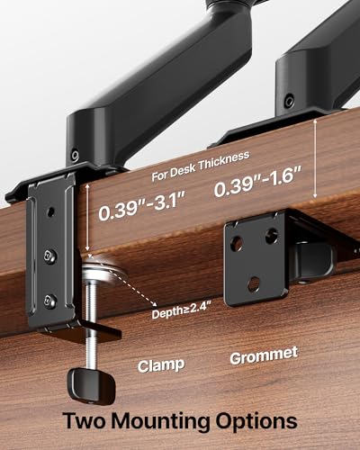 monTEK Single Monitor Arm Mount for 17-32 Inch Screens, Heavy Duty Steel Mechanical Spring Desk Monitor Stand, Full Motion Adjustable Monitor Arm with Clamp & Grommet, VESA 75/100, Holds up to 20lbs - size: Single Arm