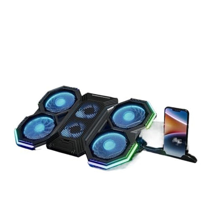 17Inch Gaming Laptop Cooler Six Fan Adjustable Wind Speed Height RGB Backlight USB Port Laptop Cooling Pad Notebook Laptop Stand