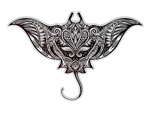 Manta Ray Beautiful Mandala Henna Style - 3" Vinyl Sticker - for Car Laptop I-Pad Phone Helmet Hard Hat - Waterproof Decal