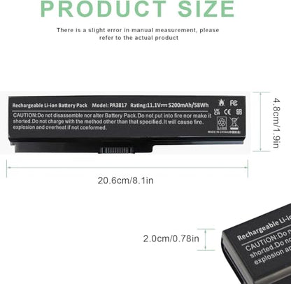 TREE.NB PA3817 Battery for Toshiba L675 L750 L700 L755 P755 P750 C655 A655 A665 C655D L755D L755-s5167 L755-s5170 L755-s5175 L755-s5213 Satellite, Replace with Toshiba PA3817U-1BRS PA3818U-1BRS - size: 7.36x1.75x1.27inch PA3817