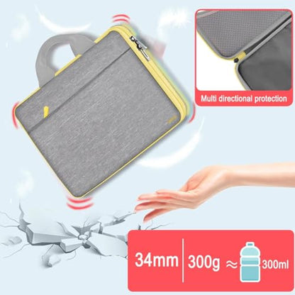 Hseok Laptop Case 13.3-14 inch Sleeve, TSA Computer Handbag Water-Resistant and Shockproof Bag Compatible with MacBook Pro/Neo 14", Mac Air/Pro 13.3" and 13"-14" Notebooks Chromebooks,Gray-Yellow - color: Light Gray-yellow