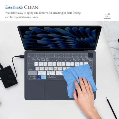 Keyboard Cover Compatible with MacBook Air 13.6 M2 M3 M4 M5 A2681 A3113 A3240 A3449 2022 2023 2024 2025 2026, MacBook Air 13.6" M2 M3 M4 M5 Chip Mac OS X Shortcut Hotkey Keyboard Skin Protector - Blue - size: MacBook Air 13" A2681 (2022+)