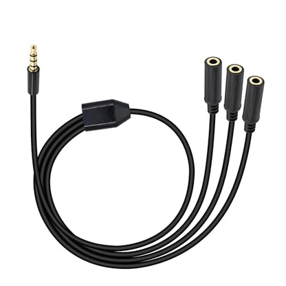 3.5mm Headphone Splitter 1 to 3-Ways 3.5mm (1/8") TRRS 4-Pole Gold Plated Male to 3-Female Stereo Jack Splitter Audio Cable for Headphone and Microphones(50cm/20in)