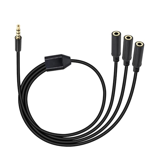 3.5mm Headphone Splitter 1 to 3-Ways 3.5mm (1/8") TRRS 4-Pole Gold Plated Male to 3-Female Stereo Jack Splitter Audio Cable for Headphone and Microphones(50cm/20in) - style: 3 Ways