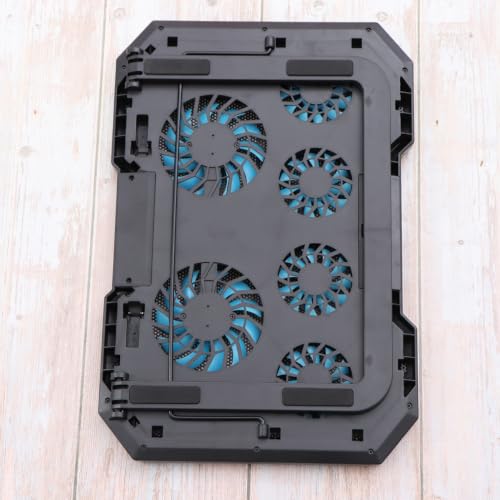 Luxshiny Silent Laptop Cooling Pad with RGB Lighting Effects with 6 Fans and Adjustable Height Stand, USB Cooler Dual USB Ports, and Iron Hollowed Shell for Gaming and Office Laptops