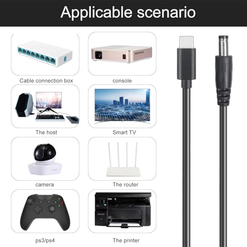 USB C to DC 5.5mm x 2.1mm Power Cable Cord, USB C Input to DC 12V Out Charging Cable, Work with PD Charger and PD Power Bank, Output DC 12V 3A MAX 36W - size: USB to DC 12V