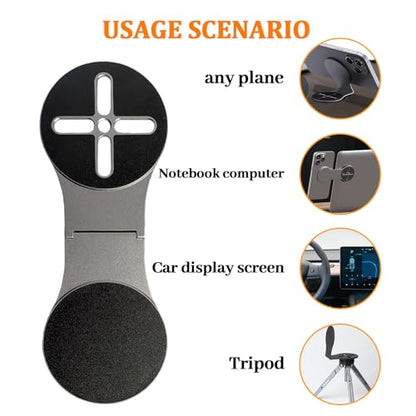 Universal Magnetic Phone Mount Holder for Computer Monitor Laptop Car Dashboard - Aluminum Foldable Adjustable Stand with Magsafe & 270° Rotation, Compatible with iPhone Tesla Dual Screen Setup