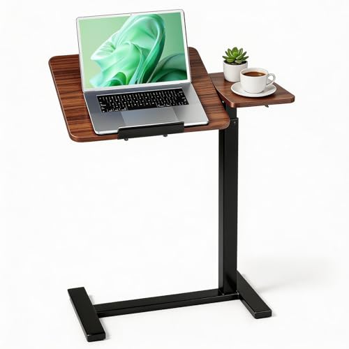 Mobile Standing Desk, Height Adjustable Laptop Desk with Tilting Top | Stable Steel Frame, Smooth Lift Mechanism, Adjustable Tilt Surface, Easy Assembly, Ideal for Home, Office & Dorm, Brown - color: Brown, style: Tilt Adjustable