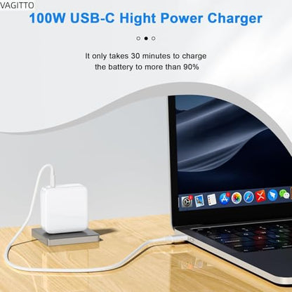 100W 96W USB C Fast Charger Compatible with MacBook Pro/Air 16 15 14 13, M4 M3 M2 M1, iPad Pro/Air and All Type C Device, Mac Book Pro Charger Included Cable