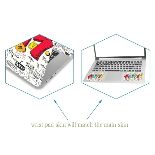 Laptop Decal Sticker Skin Cover, 12" 13.1" 13.3" 14" 15" 15.4" 15.6" Laptop Netbook Vinyl Art Skin Sticker Cover Notebook PC Protector (2 Wrist Pad Included), Removable Reusable, Creativity Music - color: Creativity Music