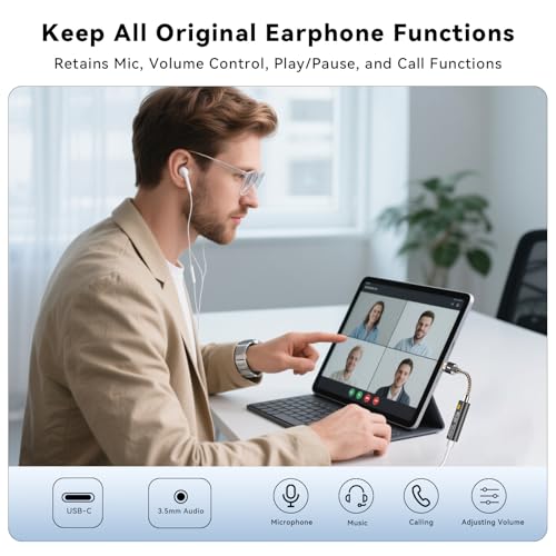 Xumee USB C to 3.5mm Audio Adapter,USB C DAC Dongle with Dual Chip (CX31993 + MAX97220), Hi-Res 32bit/384kHz, DAC AMP Dongle Compatible with iPhone 17/16/15 Series,Galaxy S26/S25/S24,Pixel (Black)