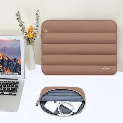 MOSISO Laptop Case 13.3 inch,13-13.3 inch Puffy Laptop Sleeve Compatible with MacBook Neo/Air 13.6 M5 M4 M3 M2 M1/Pro 13/14,HP Dell ASUS Lenovo,Polyester Horizontal Bag with Small Case, Mocha - color: Mocha, size: 13.3 inch