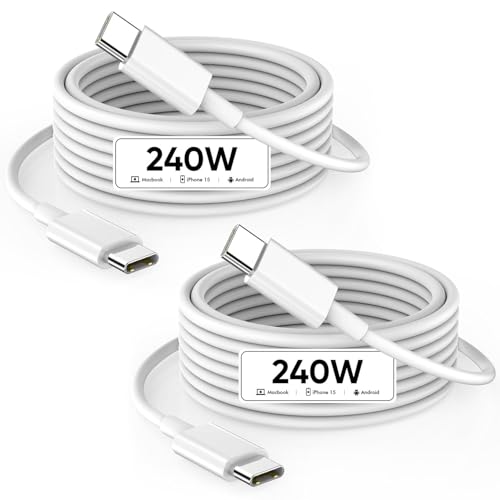 USB C to USB C, 240W USB C Cable, 6.6ft C to C Cable Fast Charging for Macbook Pro/Macbook Air, iPad Pro 12.9-inch, iPhone 15/Pro Max/Pro/Plus, Samsung Galaxy S23,Compatible 140W/100W /65W/45W/35W/20W - color: White, size: 6.6FT