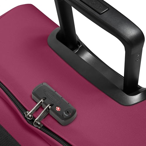 EASTPAK Tranverz M – 78L Medium Soft Sided Checked Luggage, Dual Compartments, TSA Lock, Compression Straps & Smooth Inline Wheels, Wine Burgundy - color: Wine Burgundy, size: 78 Liter Checked Bag