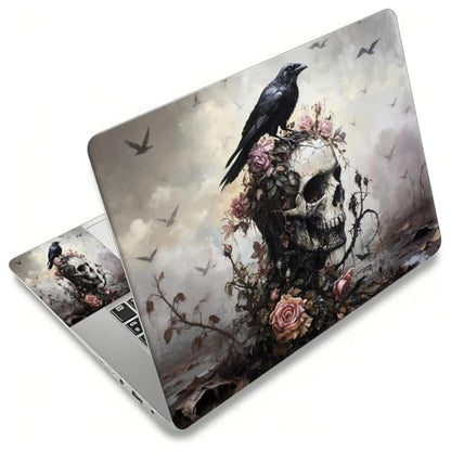 Laptop Skin Sticker Decal, Universal Reusable Vinyl Laptop Cover for 12" 13" 13.3" 14" 15" 15.4" 15.6" Notebook PC, Waterproof Scratch-Resistant with 2 Wrist Pads, Easy to Apply & Remove,Crow Skull - color: Crow Skull