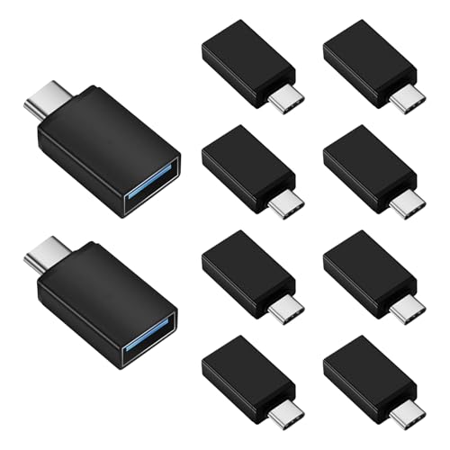 10 Pack USB C to USB3.0 Adapter, Type C Male to USB Female Adapter for Smartphone, PC, Laptop, Tablet, Keyboard