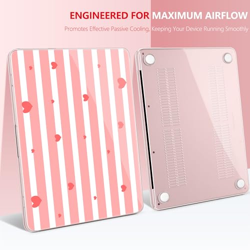 for MacBook Neo 13 Inch Case 2026 Release Model A3404, Pink Aesthetic Ultra-Slim Hard Shell with Keyboard Cover, 6-in-1 Laptop Accessories Bundle for Women Girls, Sweet Stripes - color: Sweet Stripes