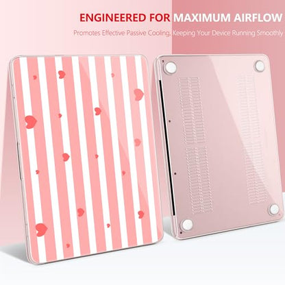 for MacBook Neo 13 Inch Case 2026 Release Model A3404, Pink Aesthetic Ultra-Slim Hard Shell with Keyboard Cover, 6-in-1 Laptop Accessories Bundle for Women Girls, Sweet Stripes - color: Sweet Stripes
