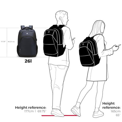 Swissdigital Design Backpack for Men & Women Fit 16 Inch Computer SD1670-12 | Travel Laptop Backpack, College Bag, Business Backpack, with USB Charging Port, RFID Protetion Pocket, Water Bottle, Blue - color: Dark Blue