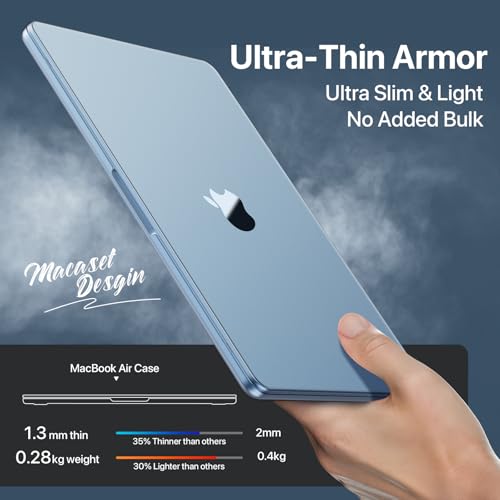 Macaset for MacBook Air 15 inch Case M5 M4 M3 M2 2026-2023 Mac Laptop Cover | Sky Blue Color Match, Matte Clear, Anti Fingerprint & Scratch, Close Seamless, Protective Hard Shell, Ultra Thin Snap on Fit - color: Sky Blue Clear