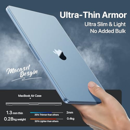 Macaset for MacBook Air 15 inch Case M5 M4 M3 M2 2026-2023 Mac Laptop Cover | Sky Blue Color Match, Matte Clear, Anti Fingerprint & Scratch, Close Seamless, Protective Hard Shell, Ultra Thin Snap on Fit - color: Sky Blue Clear