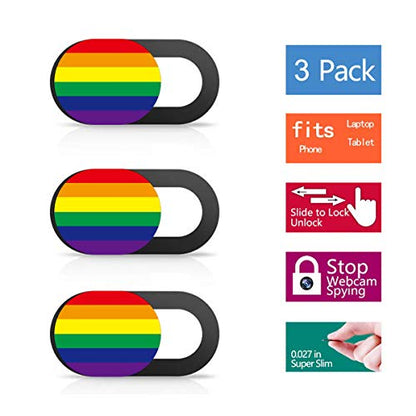 SIREG Webcam Cover Ultra Thin - Web Camera Cover fits Laptop,Tablet, Computer, Smartphone, Protect Your Privacy and Security,Strong Adhesive (Rainbow-Black & 3 Pack) - color: Rainbow-Black & 3 pack