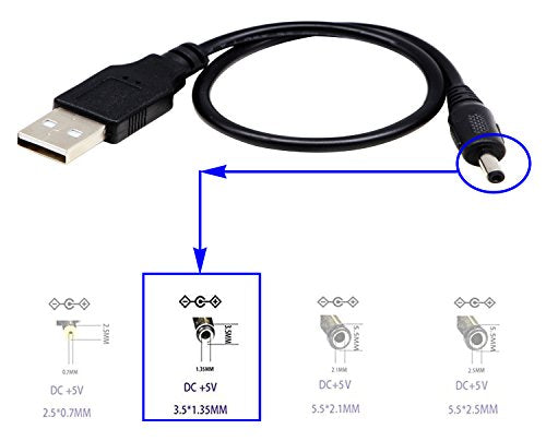 USB 2.0 A Male to DC 3.5x1.35mm Male Adapter Cable 5 Volt DC Barrel Power Jack Charging Cable for Tablet, Electronic Dog, Access Control Attendance (28CM/11inch, DC 3.5x1.35mm)(2packs) - color: 28CM DC 3.5x1.35mm