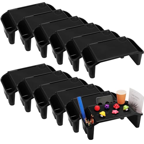 Kisston 12 Pcs Kids Lap Desk Bulk Tray Lap Table Bed Table Plastic Desk with Extra Storage Space Activities Children Portable for Kids Students Work Study School Classroom(Black) - color: Black
