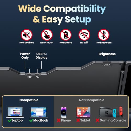 Upperizon Portable Monitor Foldable Dual Screen 15.6 inch FHD 90% sRGB 60Hz IPS USB-C Travel Monitor for Laptop Mac Windows, DisplayLink Triple Screen Extender with Kickstand - size: 15.6-inch