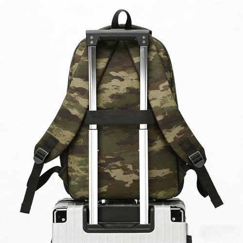 18 Inch Jungle Camo Teen School Backpack, 35L Water Resistant Large Capacity Bookbag with Luggage Strap, Daypack for Boys Girls School Daily Travel, Jungle Camouflage - color: Camo Backpack Single Pack-2