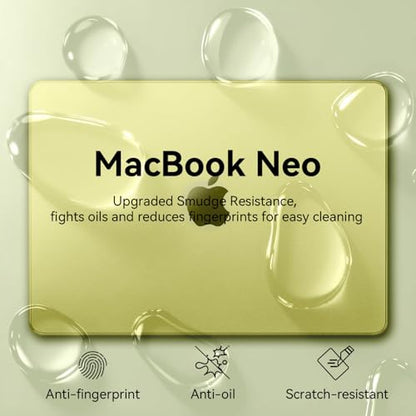 EooCoo for MacBook Neo Case 13 inch 2026, Scratch Resistant, Crystal Citrus | 4 in 1 Kit, Durable, Easy Snap-On, Stays New, Model A3404 (A18 Pro Chip) - color: Crystal Citrus