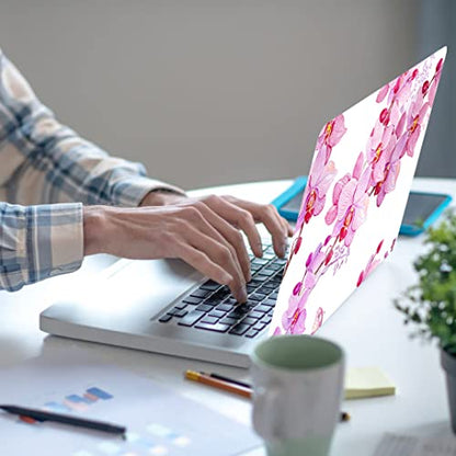 Laptop Skin Sticker,13.3 14 15 15.4 15.6 inch Laptop Skins,Universal Vinyl Decal,Dustproof Scratch Resistant Reusable Cover Protector with Free 2 Wrist Pads (Pink Flower) - color: Pink Flower