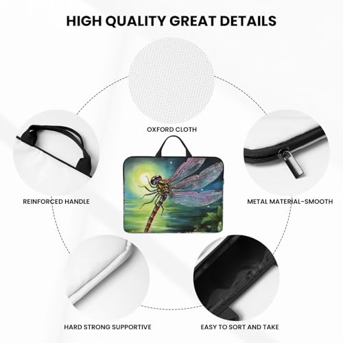14 Inch Laptop Sleeve Case Waterproof Lightweight Laptop Case Bag Dragonfly Painting Travel Laptop BagsWith Handle Briefcase Messenger Bag For Women Men