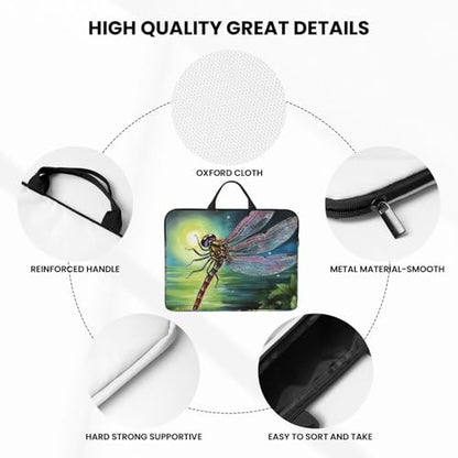 14 Inch Laptop Sleeve Case Waterproof Lightweight Laptop Case Bag Dragonfly Painting Travel Laptop BagsWith Handle Briefcase Messenger Bag For Women Men